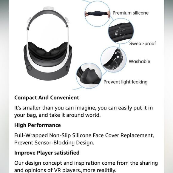 PS VR2 Face Cover W Shell Protective Face Cushion, Thumb Grips, & Cable Strap - Picture 8 of 9